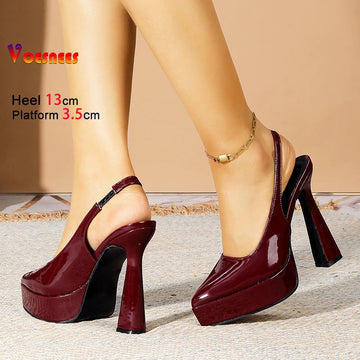 Escarpins à talons hauts et bout pointu pour femme, grandes tailles 36-41, 13 cm, bout fermé, élégants, à plateforme, à bride arrière, pour l'été