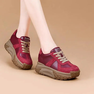 Baskets à plateforme haute pour femmes, chaussures rouges à bout rond, nouvelle collection printemps-automne 2025, élégantes et de qualité, tendance Y2K
