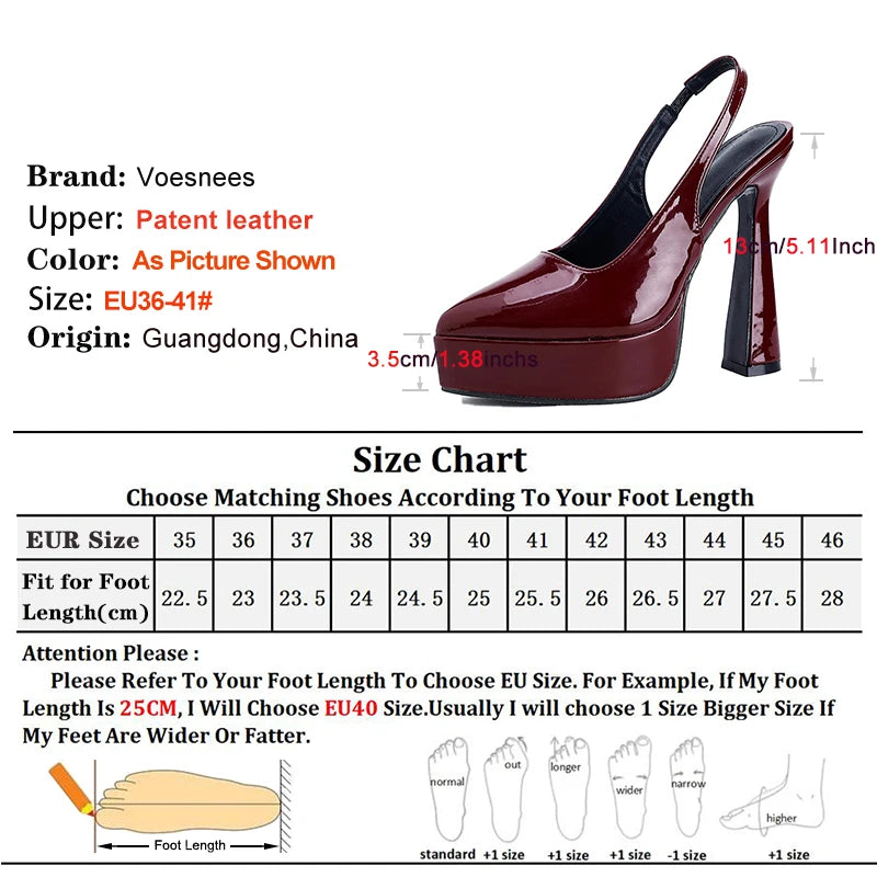 Escarpins à talons hauts et bout pointu pour femme, grandes tailles 36-41, 13 cm, bout fermé, élégants, à plateforme, à bride arrière, pour l'été
