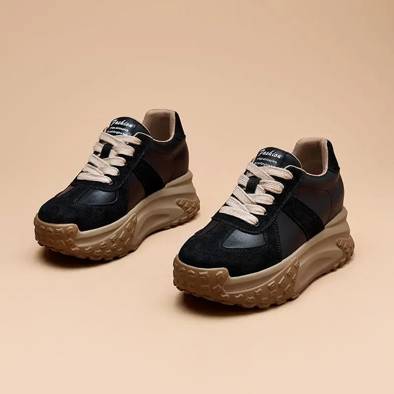 Baskets à plateforme haute pour femmes, chaussures rouges à bout rond, nouvelle collection printemps-automne 2025, élégantes et de qualité, tendance Y2K