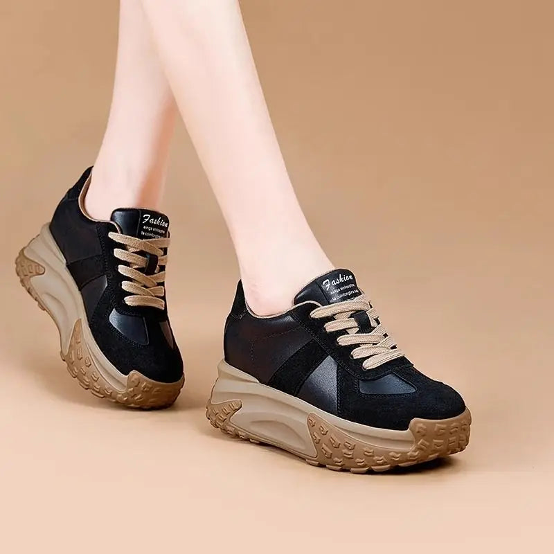 Baskets à plateforme haute pour femmes, chaussures rouges à bout rond, nouvelle collection printemps-automne 2025, élégantes et de qualité, tendance Y2K