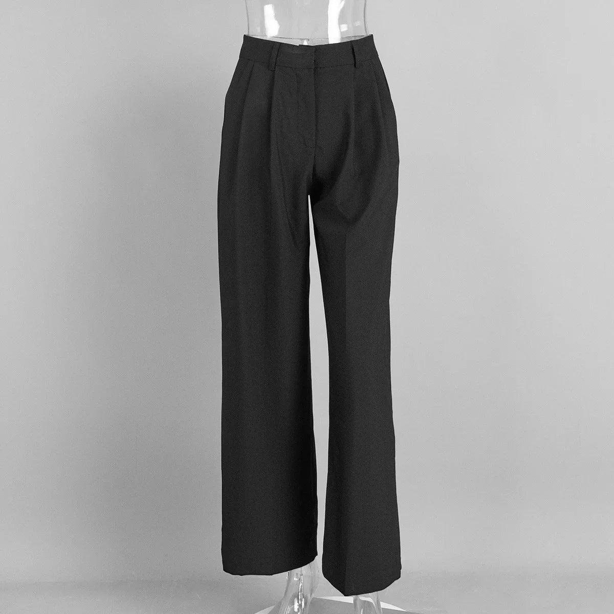 Pantalon de costume taille haute pour femme, mode automne-hiver, pantalon droit long, bureau, décontracté, bouton, ample, gris, 2025