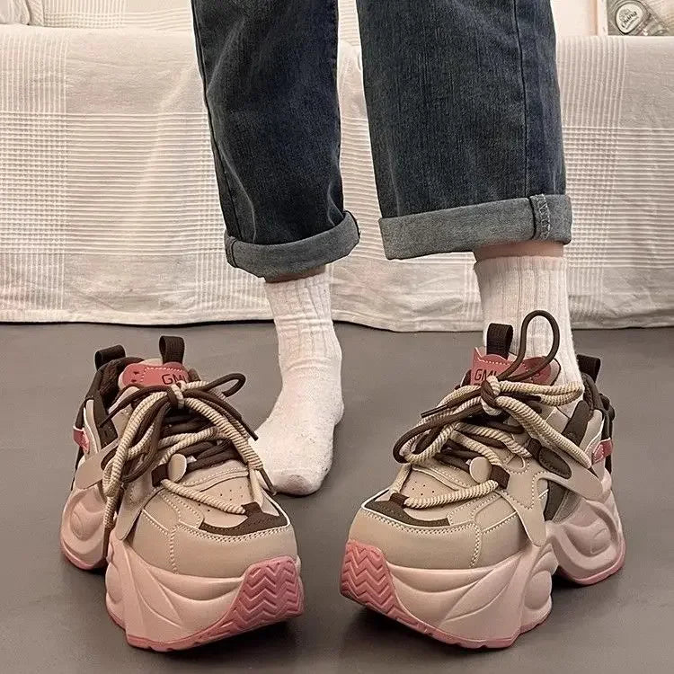 Chaussures à lacets à plateforme haute pour femmes, offres, nouveauté 2025, chaussures vulcanisées légères et bon marché, chaussures décontractées élégantes pour femmes