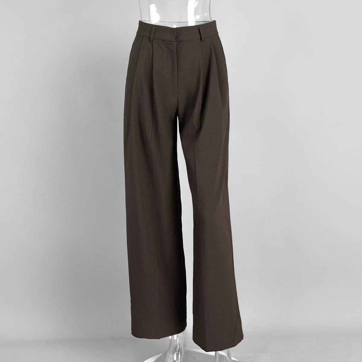 Pantalon de costume taille haute pour femme, mode automne-hiver, pantalon droit long, bureau, décontracté, bouton, ample, gris, 2025