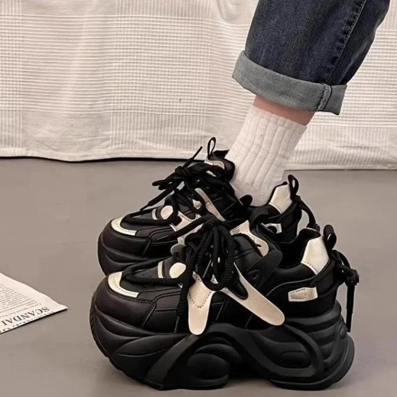 Chaussures à lacets à plateforme haute pour femmes, offres, nouveauté 2025, chaussures vulcanisées légères et bon marché, chaussures décontractées élégantes pour femmes