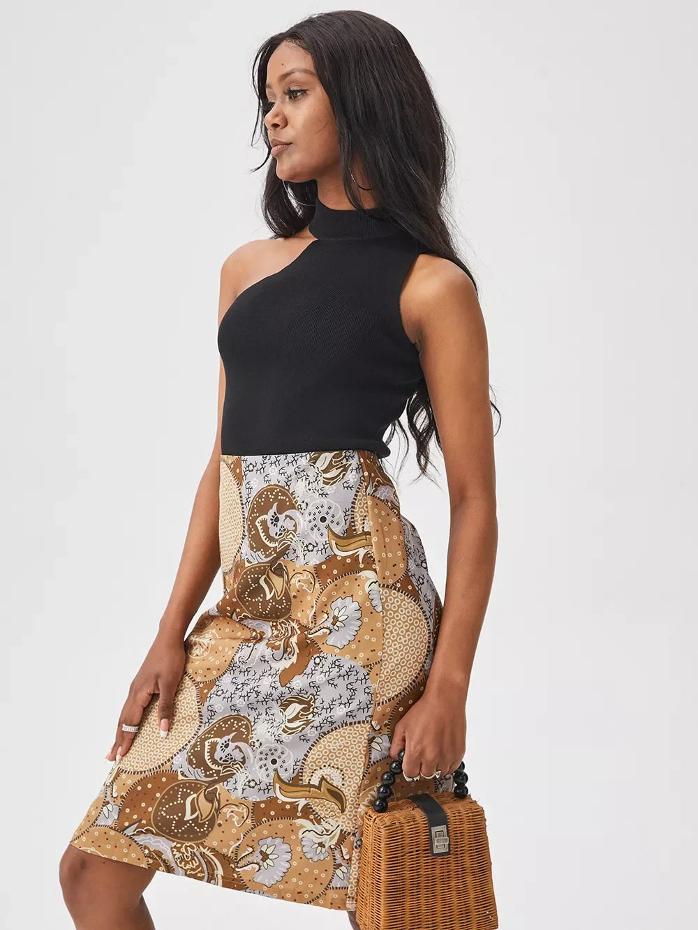 Débardeur court sexy à épaules dénudées, couleur unie, tricoté, tendance, pour femme, débardeur irrégulier, été, beige, noir, blanc, 2025