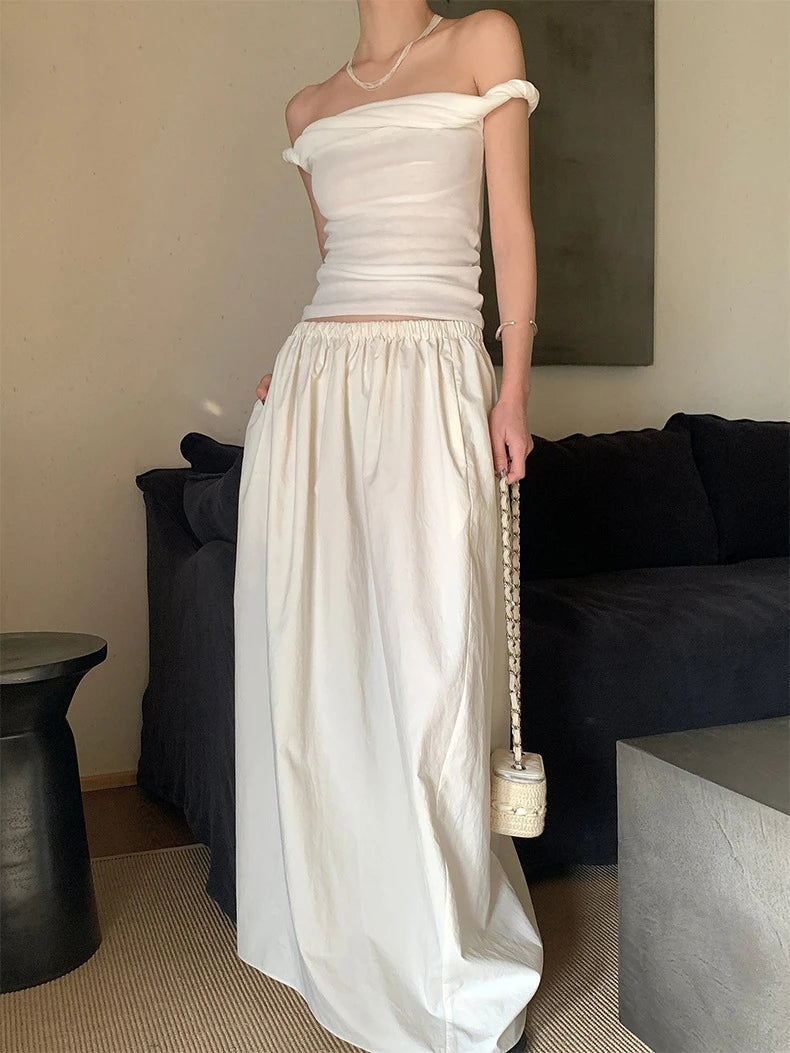 Cheerart Kink – Haut court en tricot à épaules dénudées pour femme, vêtement d'été tendance, blanc, noir, beige, 2024